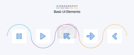 Illustration for Basic Ui Elements Blue 5 Icon Pack Including backword. arrow. arrow. right. forward - Royalty Free Image