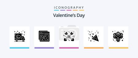 Illustration for Valentines Day Glyph 5 Icon Pack Including love. bouquet. affection. love. fireworks. Creative Icons Design - Royalty Free Image