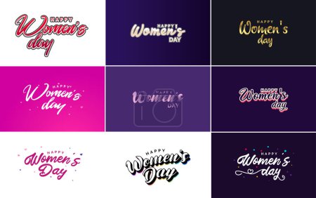 Téléchargez les illustrations : Pink Happy Women's Day typographical design elements for use in international women's day concept minimalistic design; vector illustration - en licence libre de droit