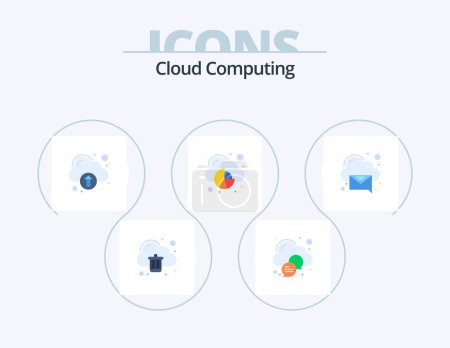 Illustration for Cloud Computing Flat Icon Pack 5 Icon Design. mail. data. technology. cloud. analytics - Royalty Free Image