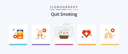 Illustration for Quit Smoking Flat 5 Icon Pack Including health. healthcare. cigarette. heart. care. Creative Icons Design - Royalty Free Image