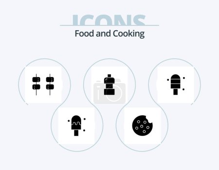 Téléchargez les illustrations : Alimentation Glyphe Icône Pack 5 Icône Design. . cookie. - en licence libre de droit