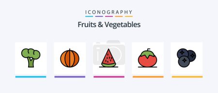 Ilustración de Fruits and Vegetables Line Filled 5 Icon Pack Including asparagus. fruits. food. fruit. dessert. Creative Icons Design - Imagen libre de derechos