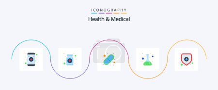 Illustration for Health And Medical Flat 5 Icon Pack Including medical insurance. test. capsule. science. flask - Royalty Free Image