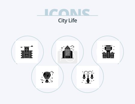 Illustration for City Life Glyph Icon Pack 5 Icon Design. bar. city. city. office. life - Royalty Free Image