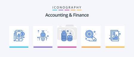 Illustration for Accounting And Finance Blue 5 Icon Pack Including analysis. data analysis. coins. auditing. investment. Creative Icons Design - Royalty Free Image
