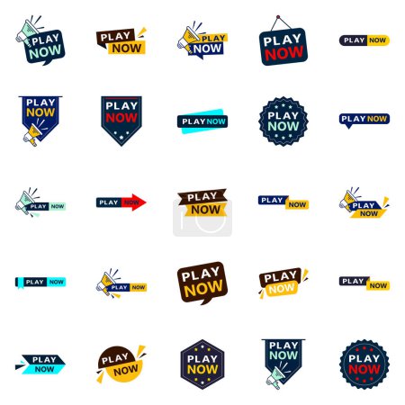 Ilustración de Grab Customers Attention with Our Pack of 25 Play Now Banners - Imagen libre de derechos