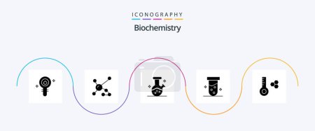 Téléchargez les illustrations : Biochimie Glyphe 5 Icône Pack Y compris la température. test. ADN. laboratoire. potion - en licence libre de droit