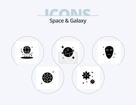 Illustration for Space And Galaxy Glyph Icon Pack 5 Icon Design. galaxy. space. space. saturn. world - Royalty Free Image