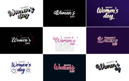 Téléchargez les illustrations : Pink Happy Women's Day typographical design elements for use in international women's day concept minimalistic design; vector illustration - en licence libre de droit