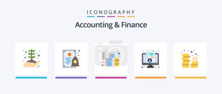 Ilustración de Accounting And Finance Flat 5 Icon Pack Including coins. live. budget. finance. business. Creative Icons Design - Imagen libre de derechos