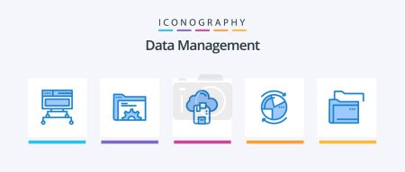 Téléchargez les illustrations : Data Management Blue 5 Icon Pack Including data. network. cloud. graph. data. Creative Icons Design - en licence libre de droit