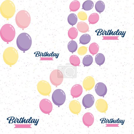 Illustration for Happy Birthday design with a realistic cake illustration and confetti - Royalty Free Image