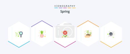 Illustration for Spring 25 Flat icon pack including animal. seed. flower. plant. growing - Royalty Free Image