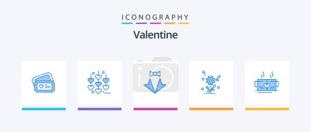 Illustration for Valentine Blue 5 Icon Pack Including tea. heart. heart. love. wedding. Creative Icons Design - Royalty Free Image