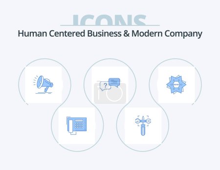 Ilustración de Human Centered Business And Modern Company Blue Icon Pack 5 Icon Design. branding. message. speaker. popup. chat - Imagen libre de derechos