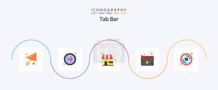 Ilustración de Tab Bar Flat 5 Icon Pack Including button. cross. shop. close. p - Imagen libre de derechos