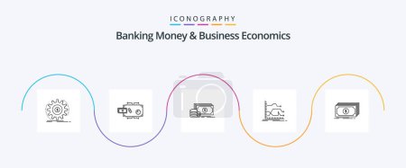 Ilustración de Banking Money And Business Economics Line 5 Icon Pack Including market. forward. money. arrows. payment - Imagen libre de derechos