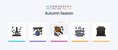 Illustration for Autumn Line Filled 5 Icon Pack Including fall. soup. autumn. hot. jar. Creative Icons Design - Royalty Free Image