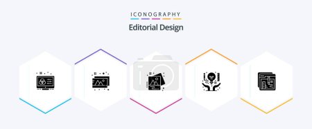 Ilustración de Diseño editorial 25 Paquete de iconos de glifos incluyendo navegador. creativo. Imagen. negocios. idea - Imagen libre de derechos