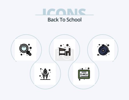 Illustration for Back To School Line Filled Icon Pack 5 Icon Design. desk lamp. school. school. learn. desk - Royalty Free Image