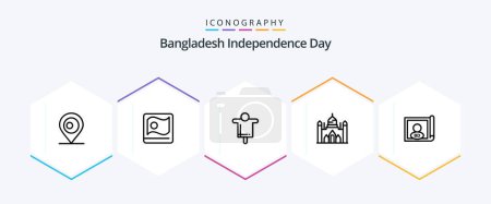 Illustration pour Bangladesh Independence Day 25 Line icon pack including flag. bangladesh. farm. lalbagh. bangladesh - image libre de droit