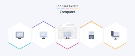 Illustration for Computer 25 Flat icon pack including . . imac. server. device - Royalty Free Image