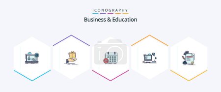 Illustration for Business And Education 25 FilledLine icon pack including workstation. event. solution. appointment. classes - Royalty Free Image