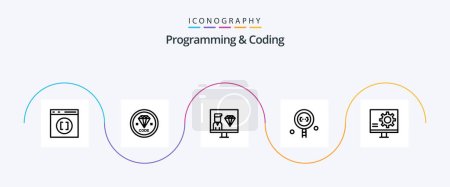 Illustration for Programming And Coding Line 5 Icon Pack Including development. coding. development. programming. development - Royalty Free Image