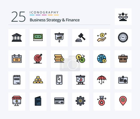 Illustration for Business Strategy And Finance 25 Line Filled icon pack including law. court. currency. graph. sales - Royalty Free Image