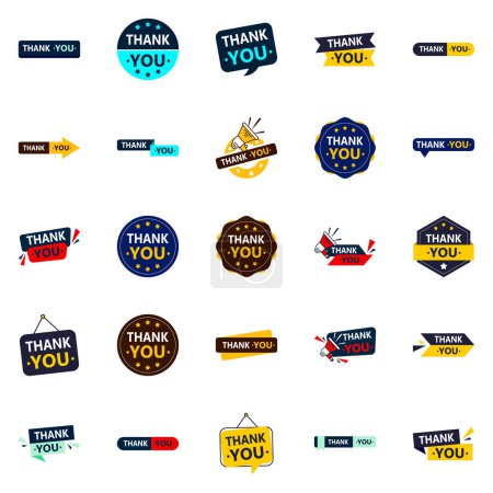 Illustration for 25 Eye catching Vector Icons for Thank You Messages - Royalty Free Image