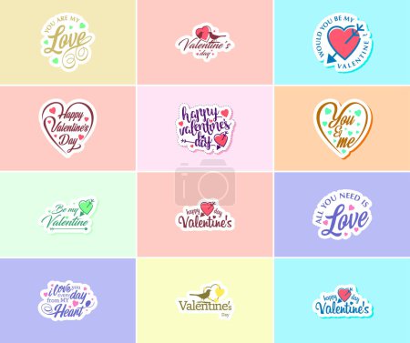 Illustration for Express Your Love with Heartfelt Valentine's Day Typography Stickers - Royalty Free Image