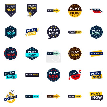 Ilustración de 25 Eye-Catching Play Now Banners in a Variety of Styles - Imagen libre de derechos