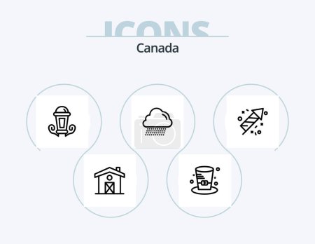 Téléchargez les illustrations : Canada Line Icon Pack 5 Icon Design. detective. canada. canada. house. wood - en licence libre de droit