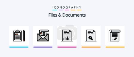 Ilustración de Files And Documents Line Filled 5 Icon Pack Including document. account. document. list. contact. Creative Icons Design - Imagen libre de derechos
