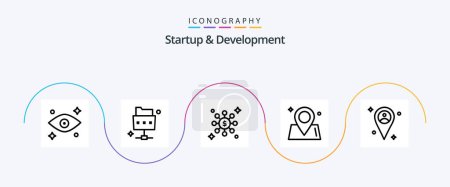 Illustration for Startup And Develepment Line 5 Icon Pack Including . man. network. map. world - Royalty Free Image