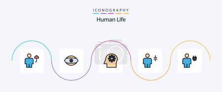 Ilustración de Human Line Filled Flat 5 Icon Pack Including avatar. shower. vision. human. avatar - Imagen libre de derechos