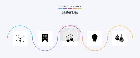 Illustration for Easter Glyph 5 Icon Pack Including easter. food. cherry. egg. bird - Royalty Free Image