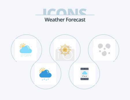 Ilustración de Clima Flat Icon Pack 5 Icon Design. .. hielo. Viento. Salve. soleado - Imagen libre de derechos