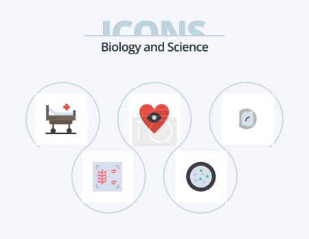 Ilustración de Biología Flat Icon Pack 5 Icon Design. .. .. Ojo. ciencia. laboratorio - Imagen libre de derechos