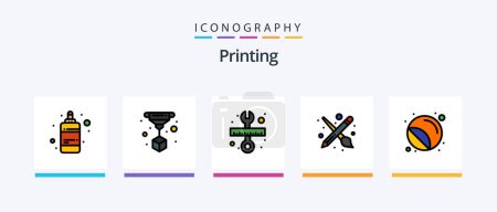Illustration for Printing Line Filled 5 Icon Pack Including print. d printing. catalogue. sketch. printing. Creative Icons Design - Royalty Free Image
