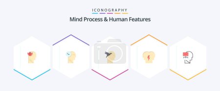 Ilustración de Mind Process And Human Features 25 Flat icon pack including theory. mind. imagination form. people. conflict - Imagen libre de derechos
