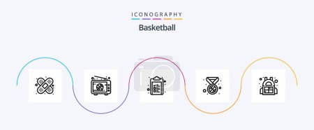 Ilustración de Basketball Line 5 Icon Pack Including sport. bag. team. prize. award - Imagen libre de derechos
