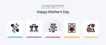 Ilustración de Happy Mothers Day Line llenó el paquete de 5 iconos, incluida mamá. Mensaje. Mamá. Fecha. Diseño de iconos creativos - Imagen libre de derechos