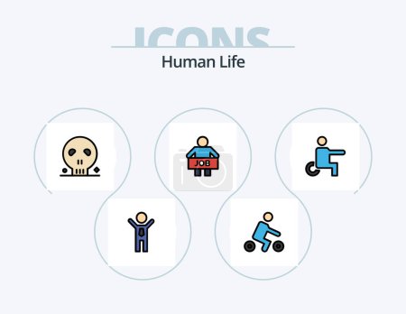 Illustration for Human Line Filled Icon Pack 5 Icon Design. human. bones. monk. woman. priest - Royalty Free Image
