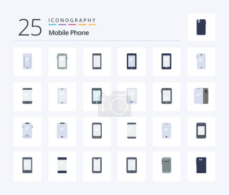 Illustration for Mobile Phone 25 Flat Color icon pack including mobile. phone. camera. back. android - Royalty Free Image