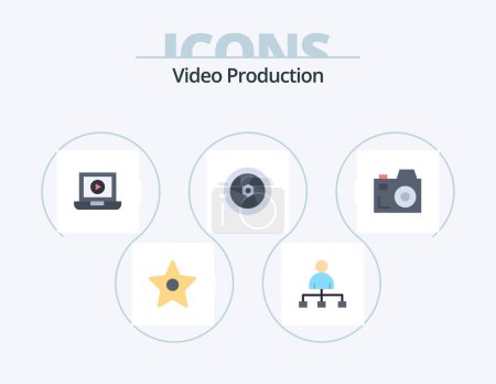 Ilustración de Video Producción Flat Icon Pack 5 Icon Design. .. comunicación. Ordenador. cámara. grifo - Imagen libre de derechos