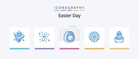 Illustration for Easter Blue 5 Icon Pack Including easter. gift. eggs. easter. spring. Creative Icons Design - Royalty Free Image