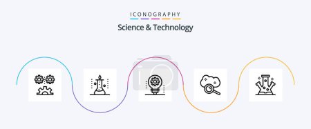 Illustration for Science And Technology Line 5 Icon Pack Including cloud service. cloud computing. science experiment. robotics. electronics - Royalty Free Image