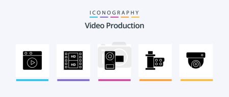 Illustration for Video Production Glyph 5 Icon Pack Including film . multimedia. video. media. Creative Icons Design - Royalty Free Image